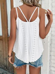 Unifarbenes Camisole-Oberteil mit Ösenstickerei