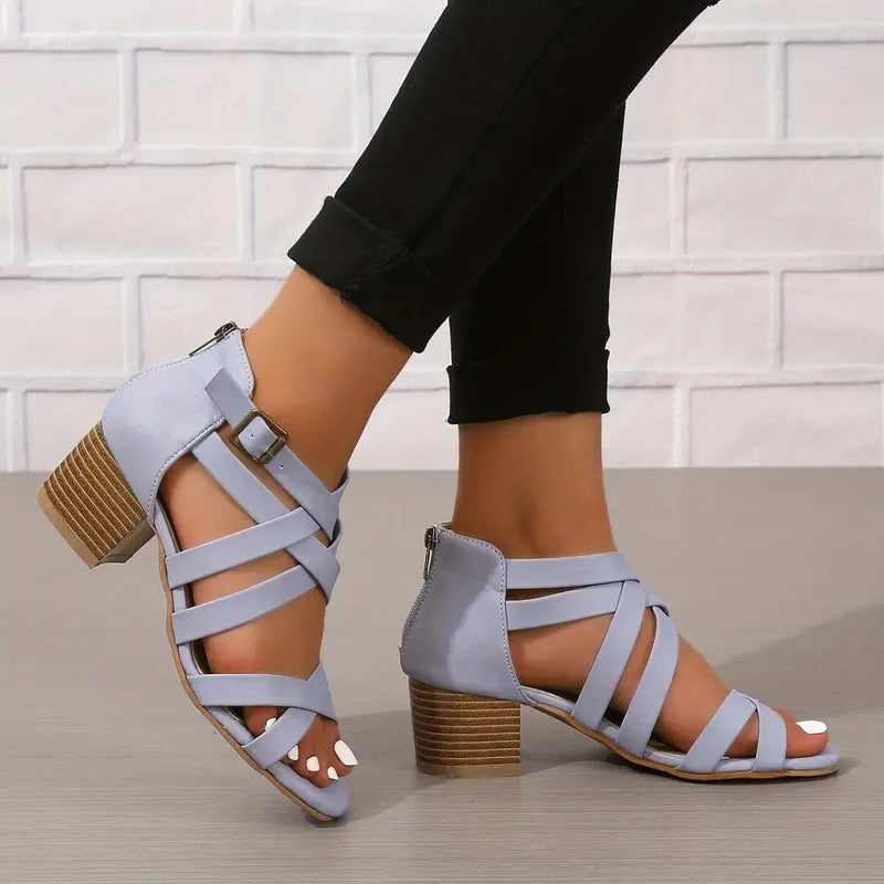 Orthopädische Retro-Sandalen mit Blockabsatz für Damen
