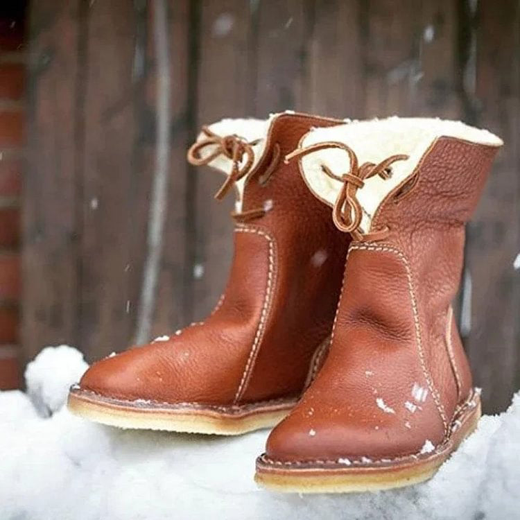 Wasserdichte, wollgefütterte orthopädische Leder-Schneestiefel