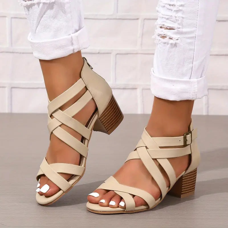 Orthopädische Retro-Sandalen mit Blockabsatz für Damen