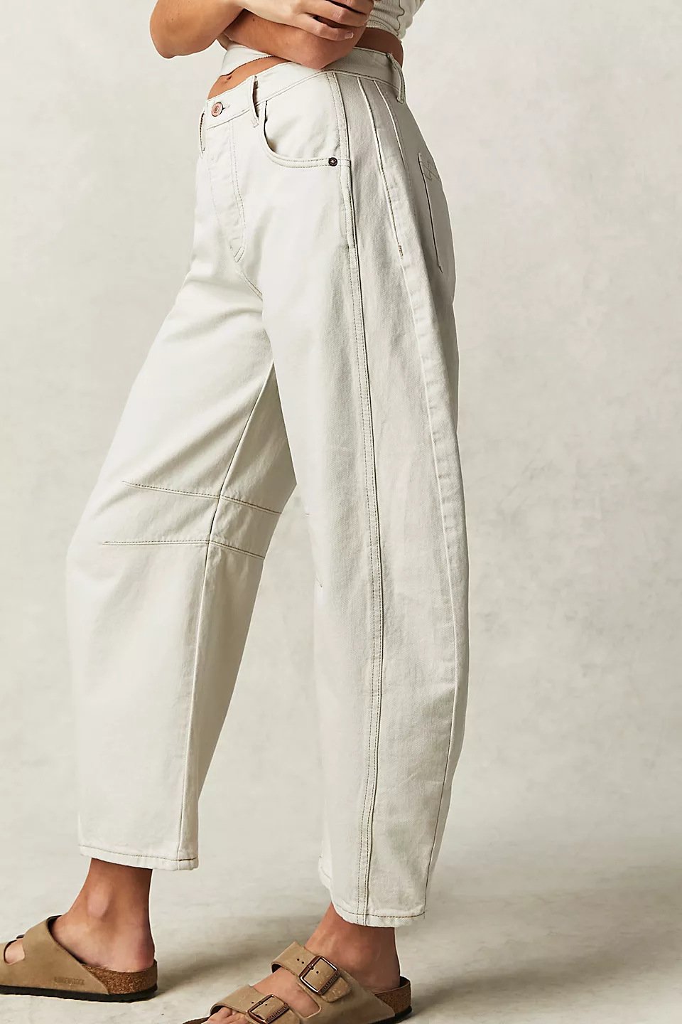 High Stretch Mid-Rise Barrel Jeans Fashion Weite Beinform (Kaufe 2, Versandkostenfrei)