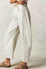 High Stretch Mid-Rise Barrel Jeans Fashion Weite Beinform (Kaufe 2, Versandkostenfrei)