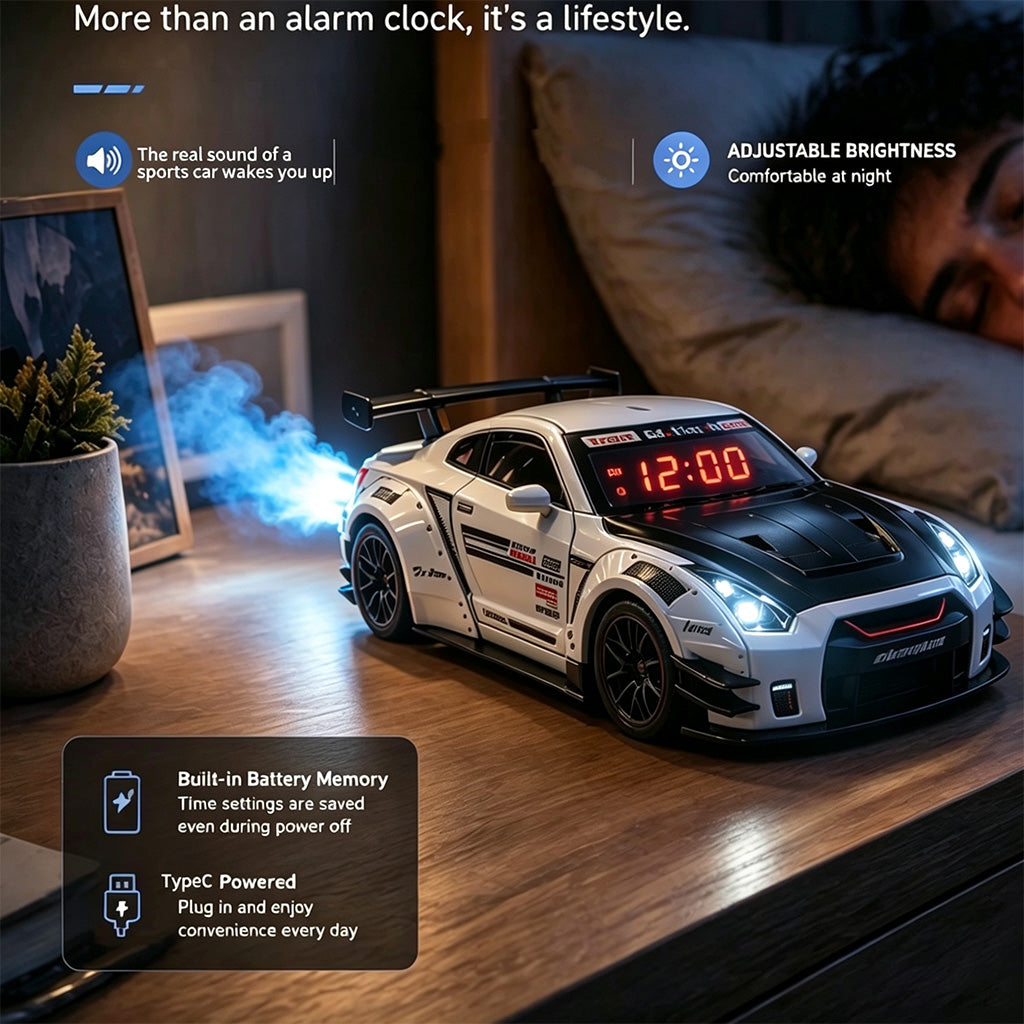 Hyper car Engine Sound Alarm Clock with LED & Mist Spray