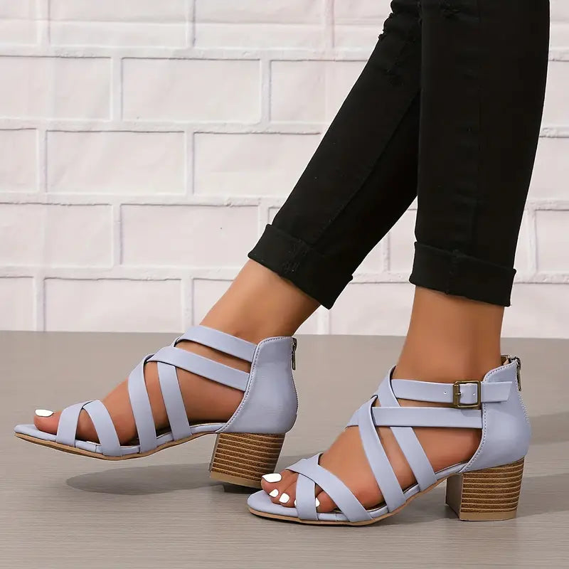 Orthopädische Retro-Sandalen mit Blockabsatz für Damen