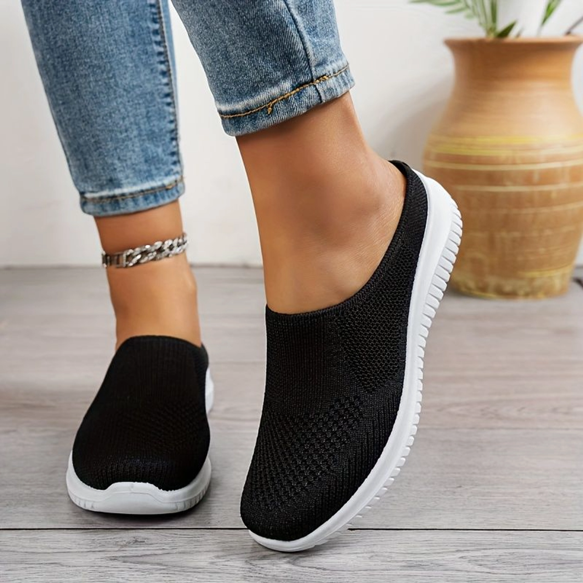 Atmungsaktive Walking-Schuhe aus Strick für Damen – Leichter Komfort zum Hineinschlüpfen
