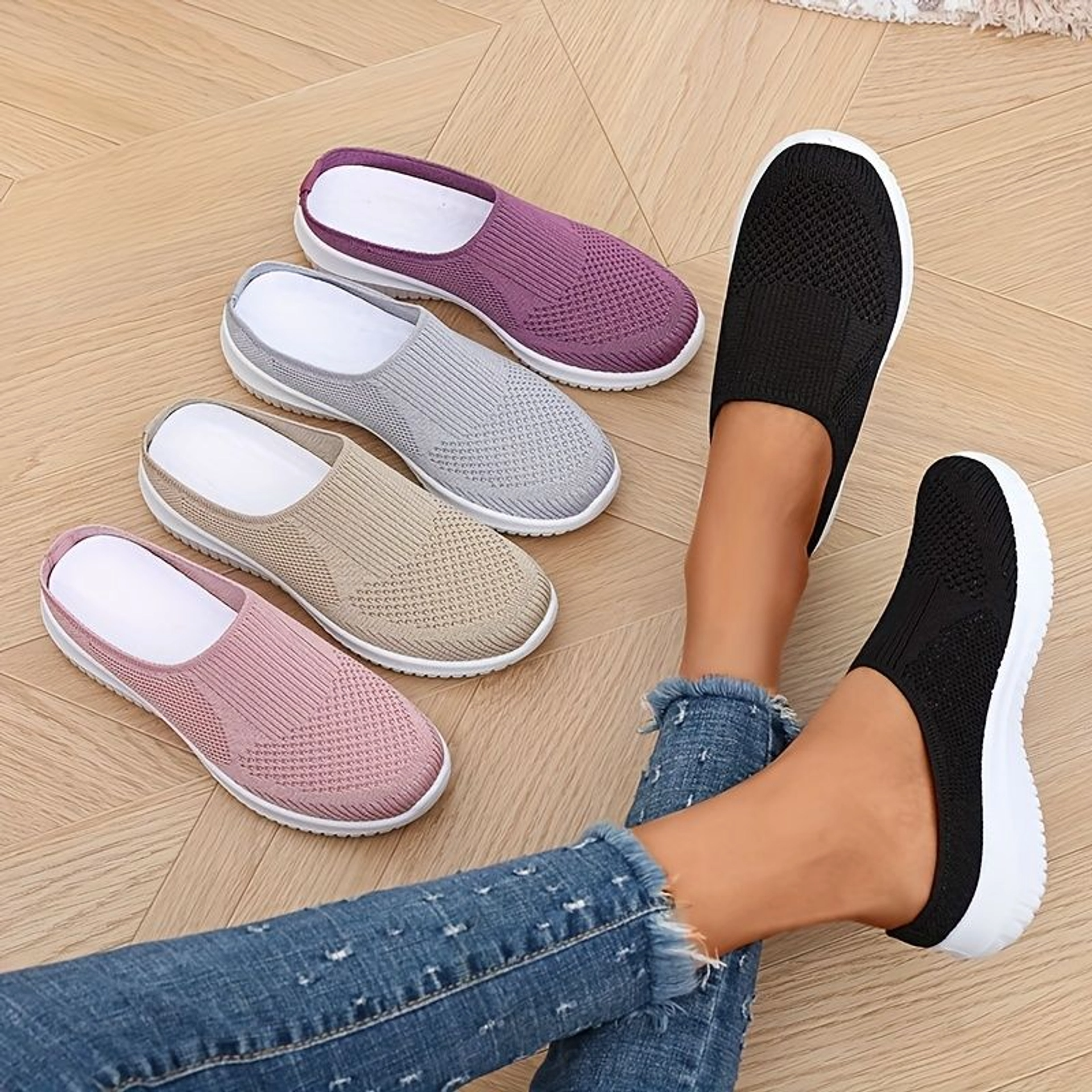 Atmungsaktive Walking-Schuhe aus Strick für Damen – Leichter Komfort zum Hineinschlüpfen
