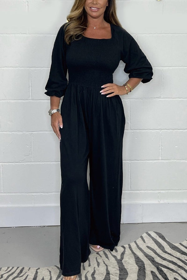 Women's Square Neck High Waist Pleated Jumpsuit(Buy 2 Free Shipping)