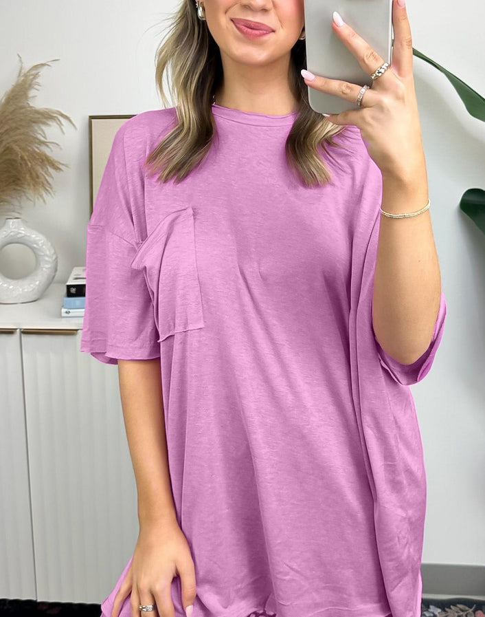 Damen-T-Shirt mit offener Kante, kastenförmiger Schnitt (3 kaufen, kostenloser Versand)