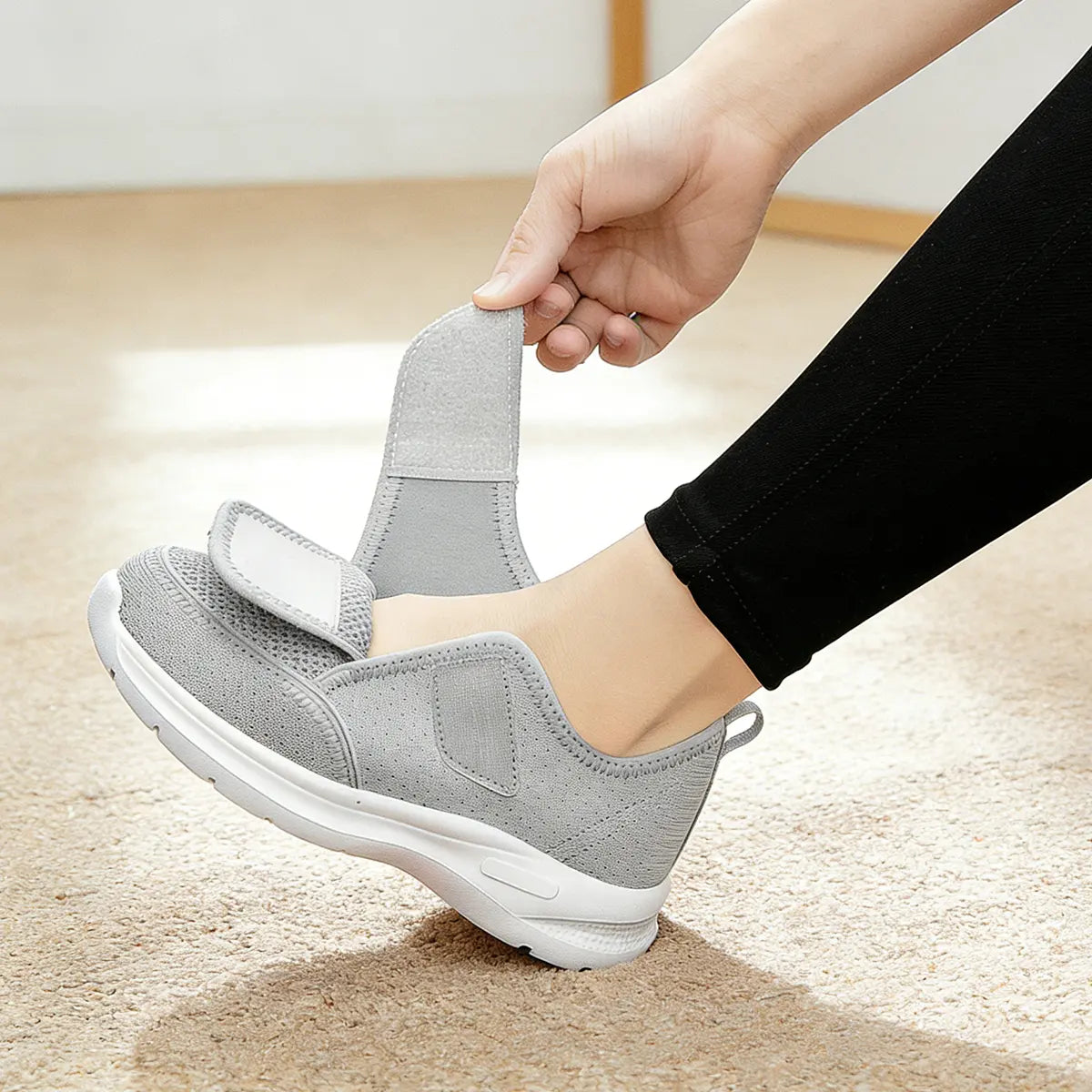 Verstellbare orthopädische Schuhe für geschwollene Füße – Einfaches Anziehen