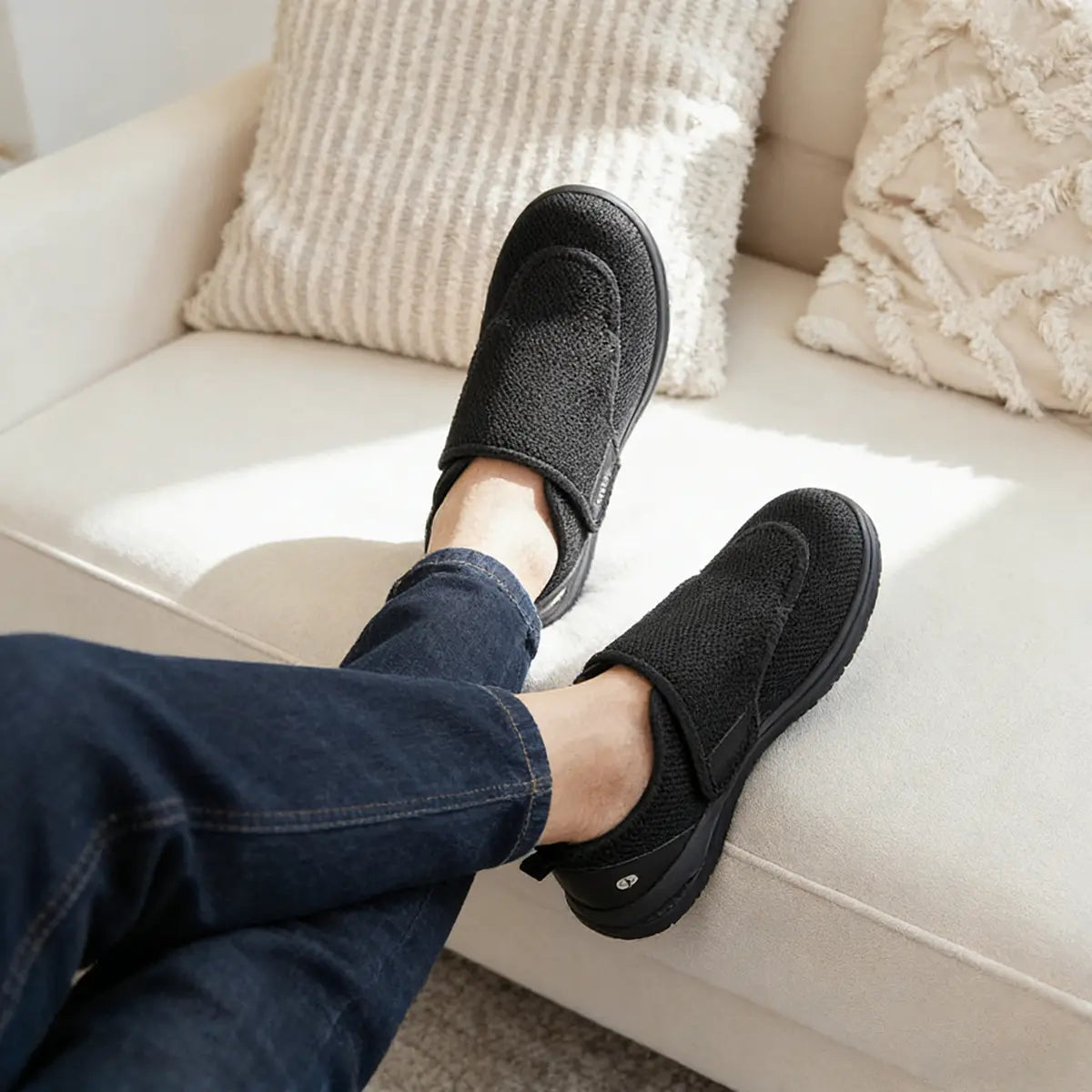 Verstellbare orthopädische Schuhe für geschwollene Füße – Einfaches Anziehen