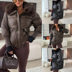 Elegante Damen-Steppjacke mit Kunstfellkragen