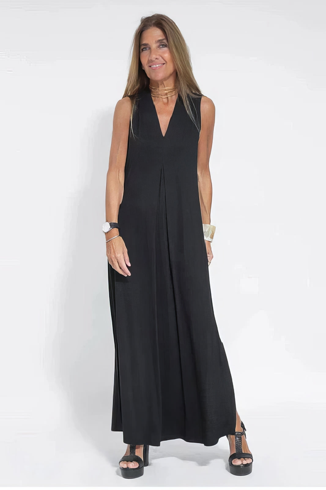 Elegantes langes Kleid + passende Strickjacke