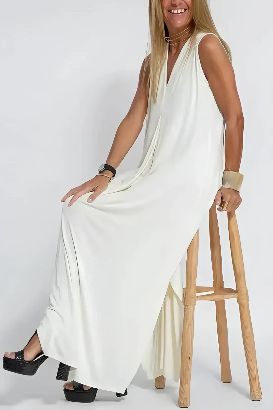 Elegantes langes Kleid + passende Strickjacke