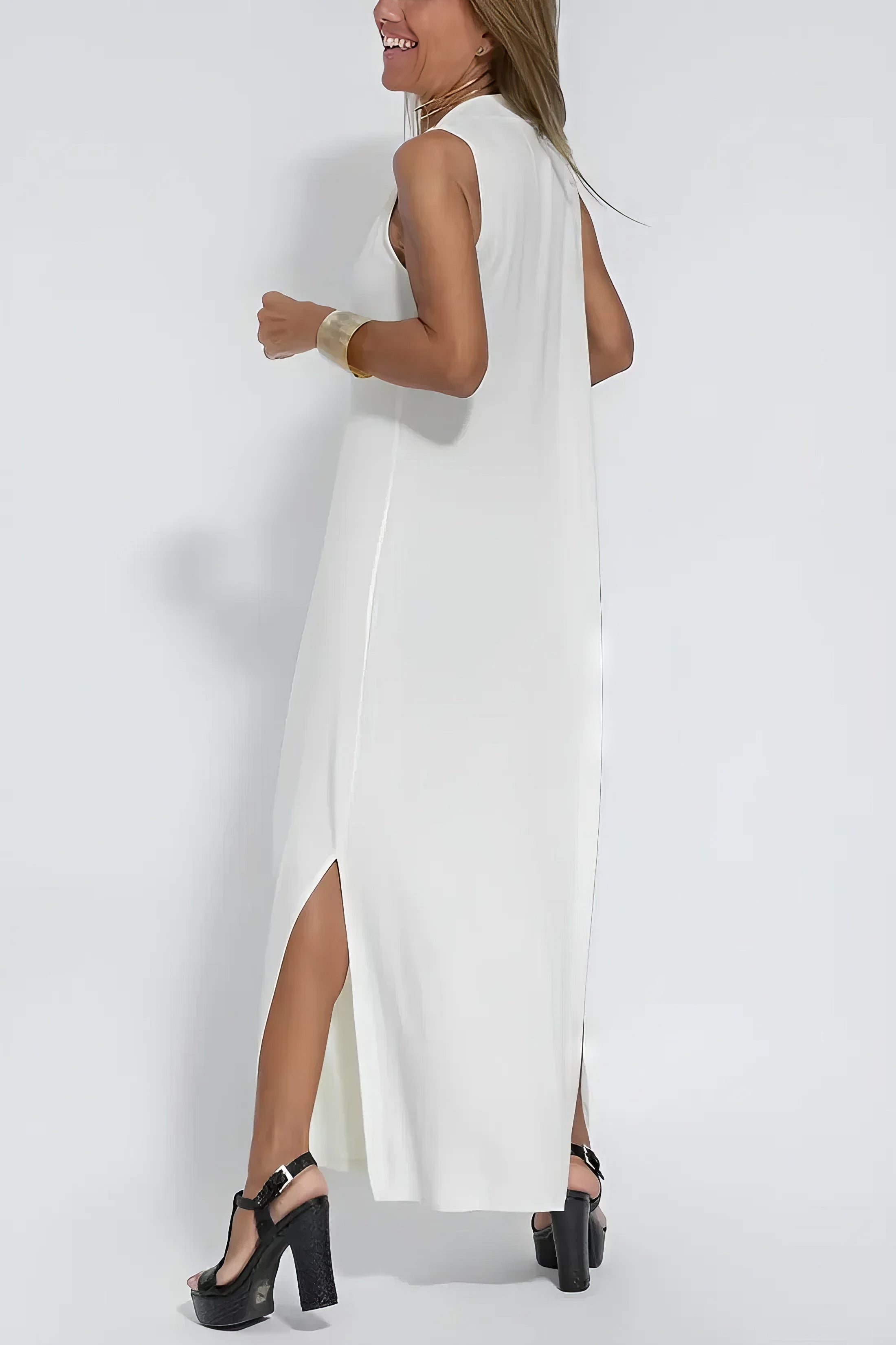 Elegantes langes Kleid + passende Strickjacke