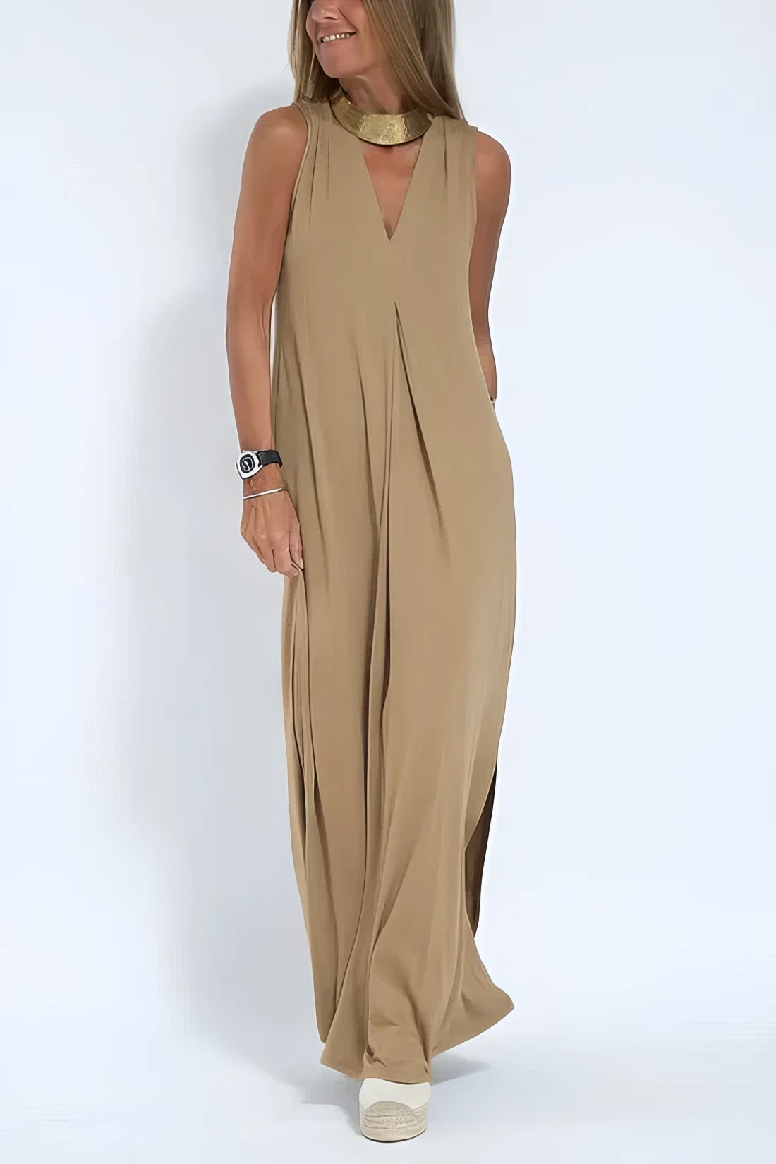 Elegantes langes Kleid + passende Strickjacke