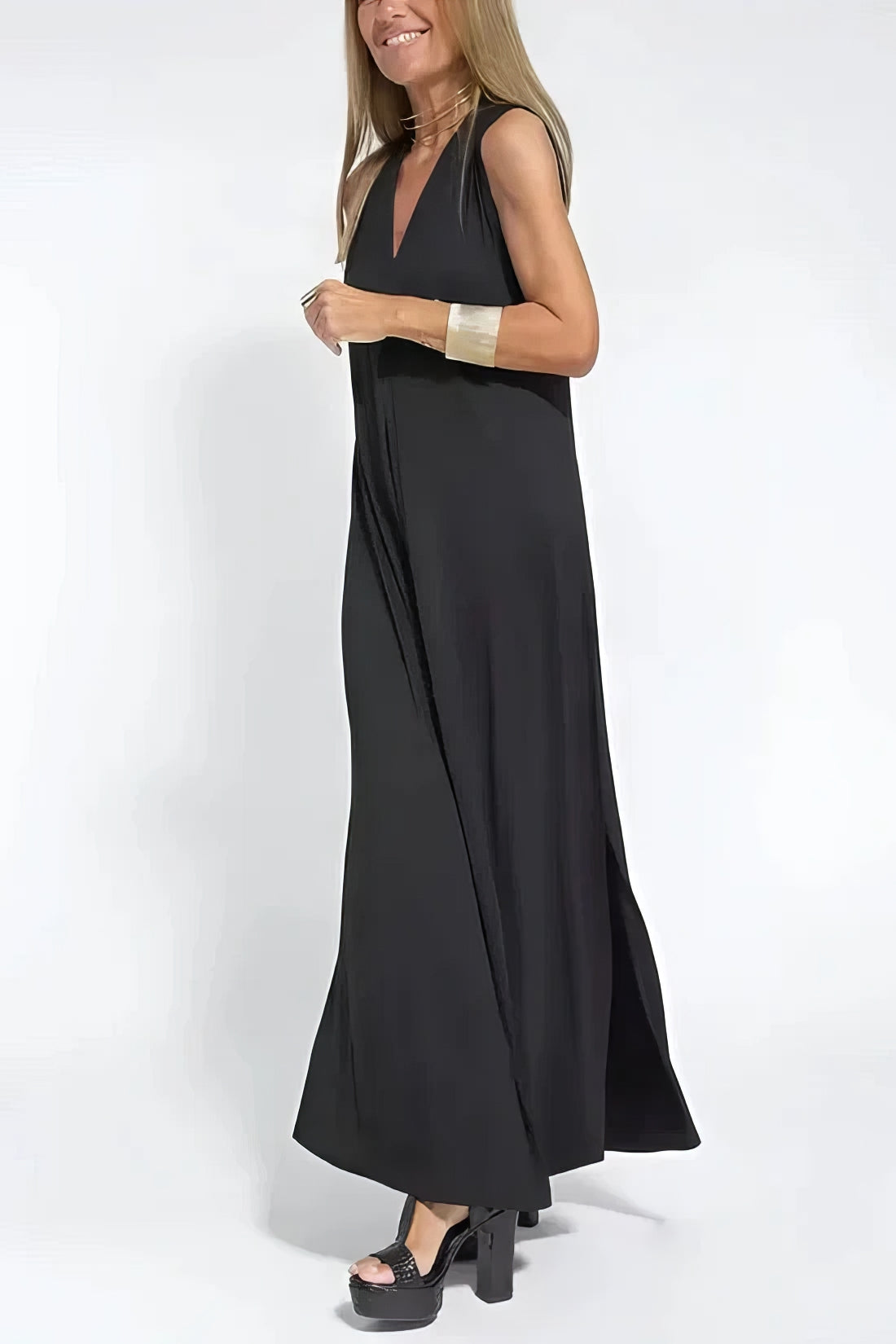 Elegantes langes Kleid + passende Strickjacke