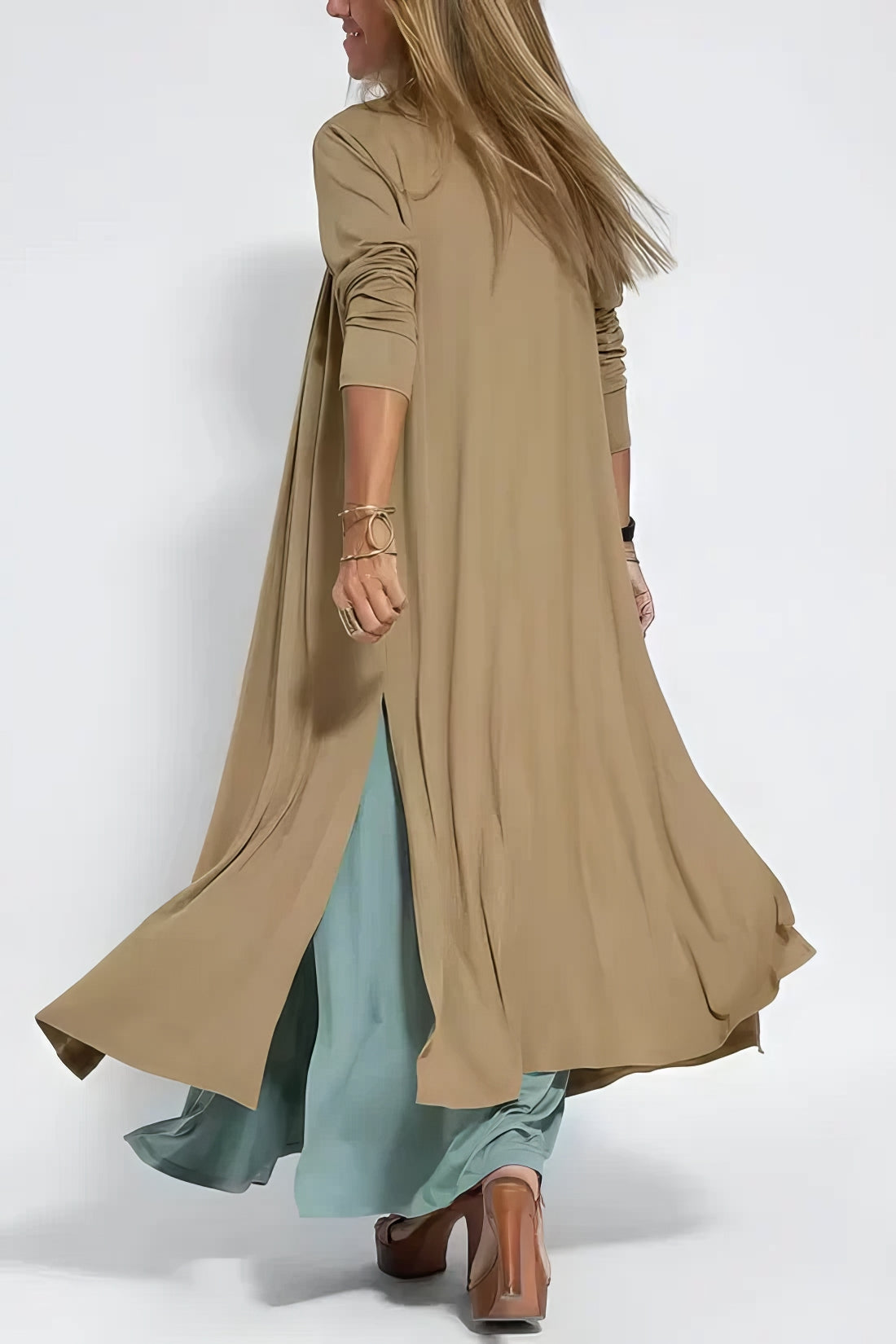 Elegantes langes Kleid + passende Strickjacke